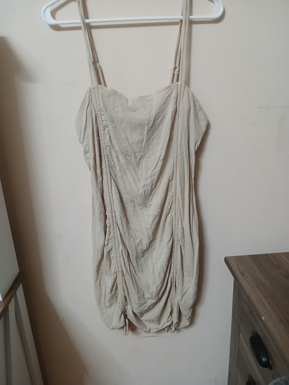 wild fable beige ruched mini dress
